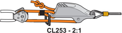 Clamcleat CL253 Trapeze & Vang Cleat rigged 2-1