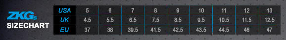 Zhik ZKG SizeChart